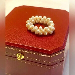 Luxury freshwater pearls ring 💍 Handmade by  jeweller